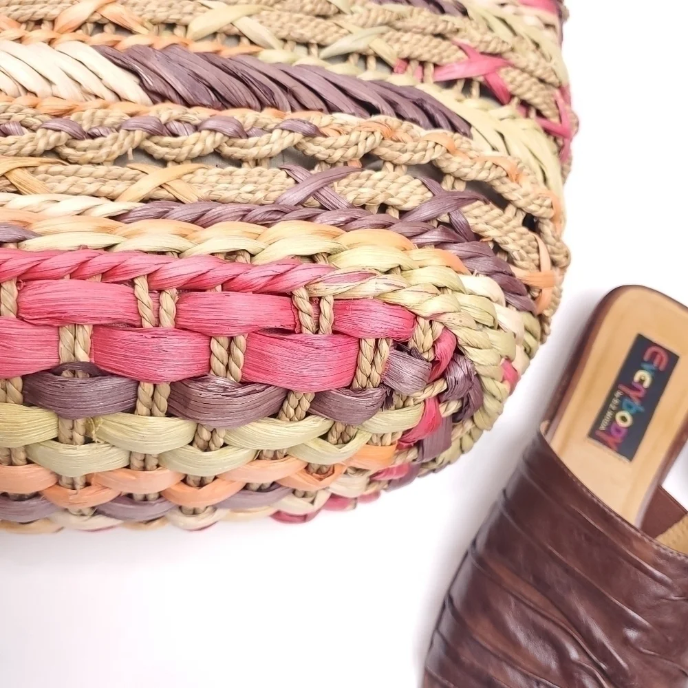 Miami Blue Multicolored Straw Beaded Hobo - Picture 7 of 13